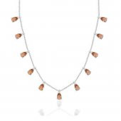 Zultanit Taşlı Sıralı Damla Gümüş Kolye -Z3482 - 1