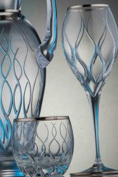 Kcd Kilim Platin Kesme El Dekor Yaldızlı Desenli Cam 6 Adet Ayaklı Bardak Kadeh thumbnail 1