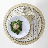 6 Adet Amerikan Servis, Natürel MeridyenDukkan 37 cm Rattan-Yuvarlak-Dekoratif Servis - 3