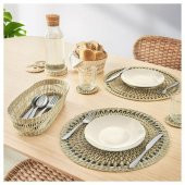 6 Adet Amerikan Servis, Natürel MeridyenDukkan 37 cm Rattan-Yuvarlak-Dekoratif Servis - 6