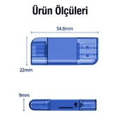 Polham USB, Type-c ve Lightning Girişli Ultra Hızlı Hafıza Kart Okuyucu, Micro SC Hafıza Kart Reader - 9