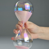 Shine Kum Saati, Gökkuşağı Parlak Cam Pembe Trend Kum Saati, 1 Saat Kum Saati, Kitaplık Masa Dekoru - 2