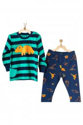 Andywawa Erkek Çocuk Dinazor Desenli Lacivert Çocuk Pijama AC23403 - 1