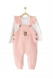 Andywawa Kız Bebek Sincap Kabartmalı Pembe Tulum AC23328 - 1