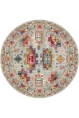 Kilim Desen Pamuk Taban Dijital Baskılı Yuvarlak Halı  BEJ 140x140 - 1