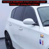 BMW E87 1 Serisi Makyajsız Kasa 2004-2009 Uyumlu Batman Yarasa Ayna Kapağı Piano Black ABS Plastik - 3