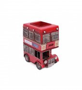 Dekoratif Metal Londra Şehir Otobüsü Kalemlik thumbnail 3