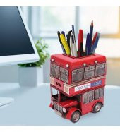 Dekoratif Metal Londra Şehir Otobüsü Kalemlik thumbnail 1