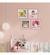 Yapışan Sök Tak Kare Çerçeve - Pembe 3'Lü Paket (FOTOĞRAF BASKILI) - 1