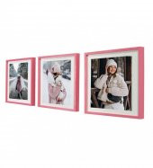 Yapışan Sök Tak Kare Çerçeve - Pembe 3'Lü Paket (FOTOĞRAF BASKILI) - 2
