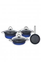 Schafer Husky Yanmaz Yapışmaz Döküm Tencere Seti 7 Parça Lacivert - 1