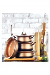 Schafer Kessel Yanmaz Yapışmaz Granit 7 Parça Tencere Seti Gold - 1