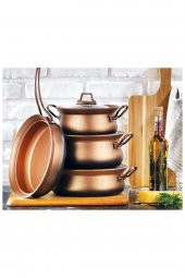 Schafer Kessel Yanmaz Yapışmaz Granit 7 Parça Tencere Seti Gold - 2