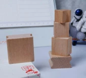 Ahşap Küp Mühür 40x40mm Oluklu Blok Kayın Ağacı - 10