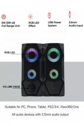 gaman sp-v915 Bilgisayar Hoparlörü Rgb Led Işıklı Gaming 3.5mm Jack Usb Speaker 1+1 Ses Sistemi 5w - 1