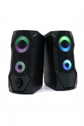 gaman sp-v915 Bilgisayar Hoparlörü Rgb Led Işıklı Gaming 3.5mm Jack Usb Speaker 1+1 Ses Sistemi 5w - 2