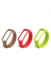 gaman Mi Band 3/4 Uyumlu Akıllı Bileklik Kordonu 3lü Set Kahverengi - Neon Yeşil - Kırmızı - 1