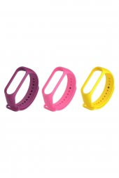 gaman Mi Band 3/4 Uyumlu Akıllı Bileklik Kordonu 3lü Set Mor Pembe Sarı - 1