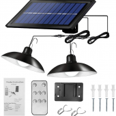 gaman Güneş Enerjili Kumandalı Işığı Kısılabilir Çift Başlıklı İç veya Dış Mekan Sarkıt Solar Led Lamba - 5