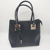 Deri Basklılı Büyük Boy El ve Omuz Çantası - 1