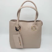 Deri Basklılı Büyük Boy El ve Omuz Çantası - 3