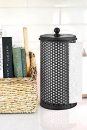The mia metal dik havluluk - kağıt havluluk 30cm.siyah - 2