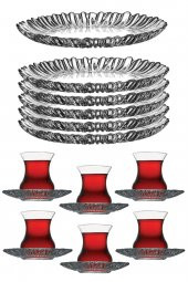 Paşabahçe aurora çay bardağı pasta tabağı seti takımı 18 parça - 1