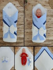 Dnzc Bal Peteği My Prince Taç Nakışlı Delüks Kundak Bebek Battaniyesi - 1