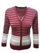 Me-Na 3040 Kadın Triko İnce Çizgili Önden Düğmeli Hırka thumbnail 1