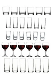 Paşabahçe bardak seti takımı 30 prç. rakı viski shot bardağı kadeh seti - 1