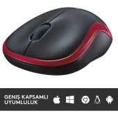 Logitech USB Alıcılı Kompakt Kablosuz Mouse Kırmızı thumbnail 5