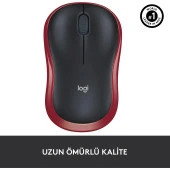 Logitech USB Alıcılı Kompakt Kablosuz Mouse Kırmızı thumbnail 7