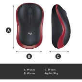 Logitech USB Alıcılı Kompakt Kablosuz Mouse Kırmızı thumbnail 9
