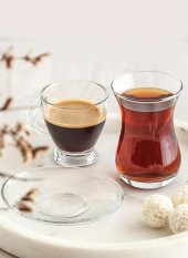 Lav sohbet 18 parça set - çay bardağı tabağı kahve fincanı seti takımı - 1
