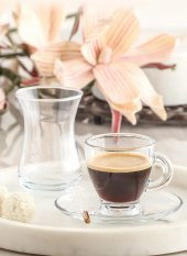 Lav sohbet 18 parça set - çay bardağı tabağı kahve fincanı seti takımı - 3