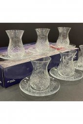 Paşabahçe timeless kesme kristal çay bardağı seti takımı - 12 parça çay seti 96992 - 1