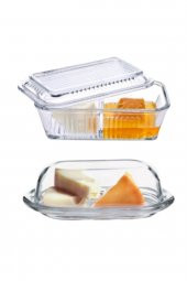 Paşabahçe kapaklı kahvaltılık - tereyağlık ballık peynirlik 2 li set thumbnail 1