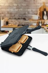 Döküm granit teflon ocak üstü tost makinası - el tostu - 1