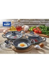 Eda 3 lü granit döküm kapaklı sahan tava seti - yanmaz yapışmaz 16/18/20 cm 3 boy thumbnail 1