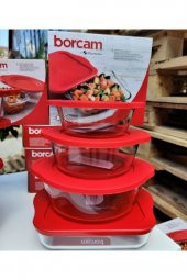 Paşabahçe 4 lü plastik kapaklı borcam tencere - tepsi seti - 1