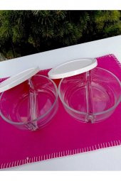 Paşabahçe polar bölmeli cam saklama kabı - 4 lü kapaklı kahvaltılık beyaz thumbnail 2