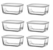 Lav saklama kabı cam kahvaltılık 6 lı - saklama seti 405 cc beyaz - 1
