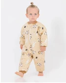 Çocuk Sarı Kalın Elyaf Dolgulu Desenli Uyku Tulum - 12