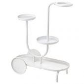 Tekerlekli Metal Çiçeklik-Saksılık Beyaz Renk MeridyenDukkan 75 cm İç Mekana Uygun - 1