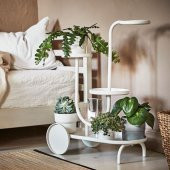 Tekerlekli Metal Çiçeklik-Saksılık Beyaz Renk MeridyenDukkan 75 cm İç Mekana Uygun - 4