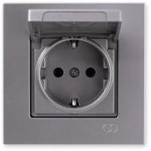 Günsan Eqona Kapaklı Topraklı Priz, Gümüş - 1