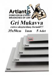 Mukavva Gri 1 mm 35x50 cm 5 Adet Sert Karton Ekstra Sıkıştırılmış 35*50 Mukavva Gri Renkli 5 Adet - 1