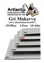 Mukavva Gri 1.5 mm 35x50 cm 10 Adet Sert Karton Ekstra Sıkıştırılmış 35*50 Mukavva Gri Renkli 10 Adet - 1