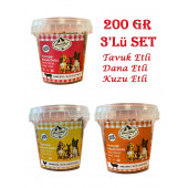 Prochef 3'lü Set 200 Gr Dana Kuzu Tavuk Etli Premium Plus Köpeklerin Eğitimi Için Yarı Yumuşak Ödül Mama - 1