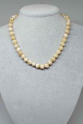 Sedef Taşı Kolye 8mm (Karamel) (Klipsli) - 1
